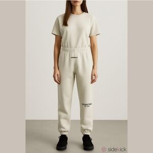 Authentic Fear of God Essentials Ivory Joggers Women’s Medium Elastic Tie Waist